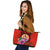 Tahiti Polynesian Leather Tote Bag - Floral With Seal Red - Polynesian Pride