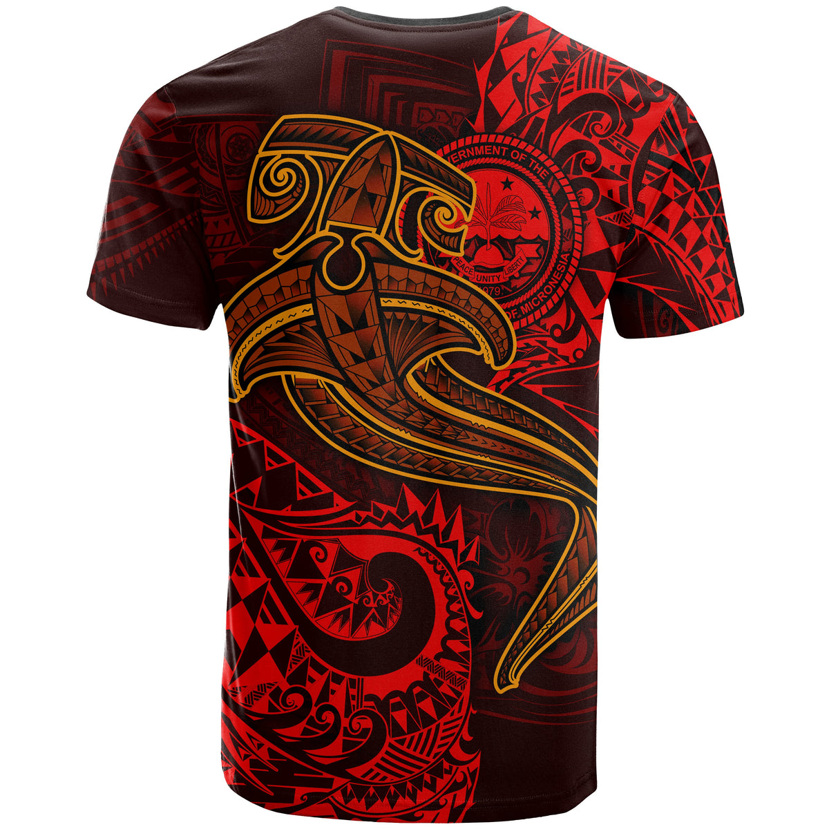 FSM T Shirt Red Shark Polynesian Tattoo - Polynesian Pride