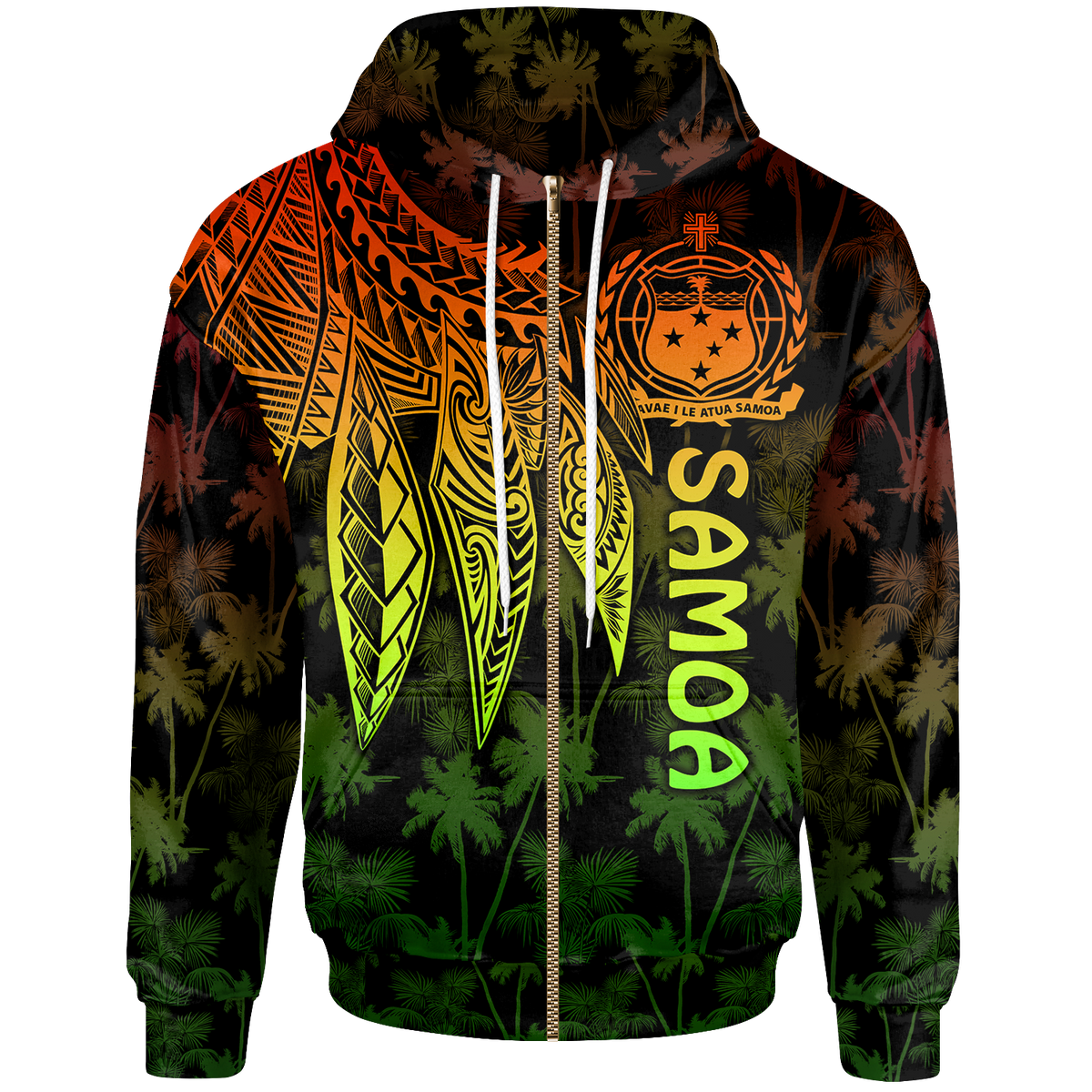 Samoa Zip up Hoodie Polynesian Wings (Reggae) Unisex Reggae - Polynesian Pride