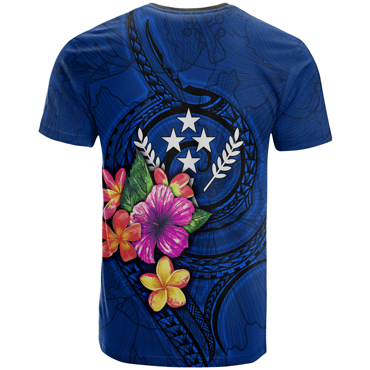 Kosare Micronesia T Shirt Floral With Seal Blue - Polynesian Pride