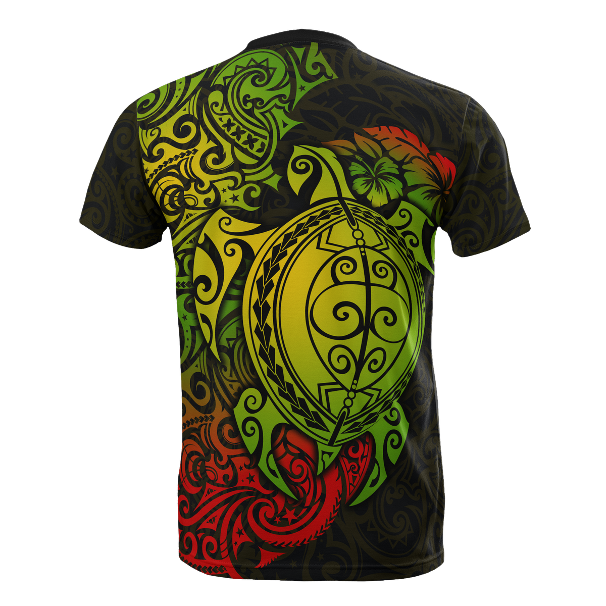 Hawaii T Shirt Polynesian Reggae Turtle Hibiscus Tattoo - Polynesian Pride