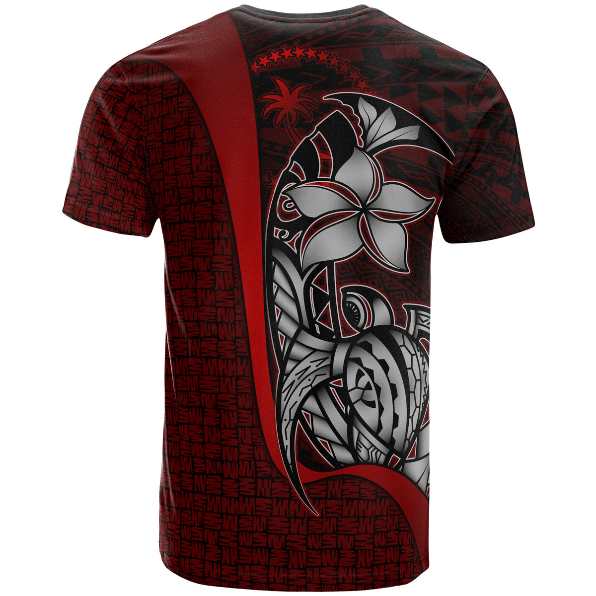 Chuuk Micronesian Custom T Shirt Red Turtle with Hook - Polynesian Pride