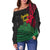 (Custom Personalised) Vanuatu Espiritu Santo Women Off Shoulder Sweater - Kava With Hibiscus - LT12 - Polynesian Pride