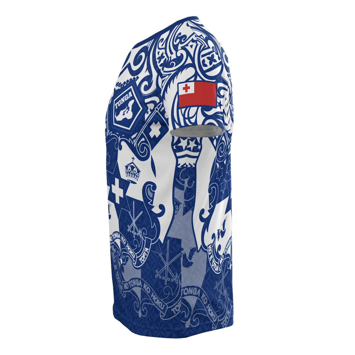 Tonga Pride T Shirt Tonga Flag Coat of Arms Polynesian Tattoo (Bright Blue) - Polynesian Pride