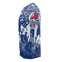 Tonga Pride T Shirt Tonga Flag Coat of Arms Polynesian Tattoo (Bright Blue) - Polynesian Pride