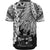 Fiji Polynesian Custom Personalised Baseball Shirt - Tribal Wave Tattoo White - Polynesian Pride