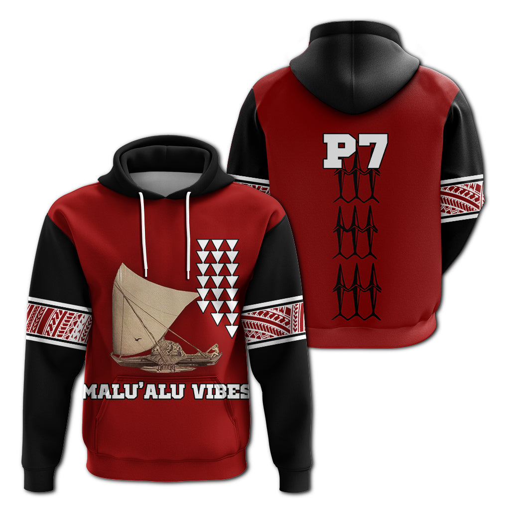 Hawaii Hoodie Custom MaluAlu Vibes LT12 Unisex Red - Polynesian Pride