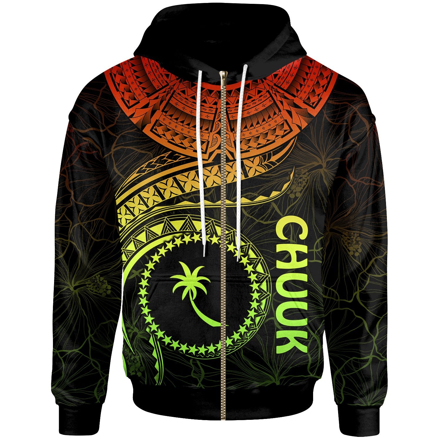 Chuuk Polynesian Zip up Hoodie Chuuk Waves (Reggae) Unisex Reggae - Polynesian Pride