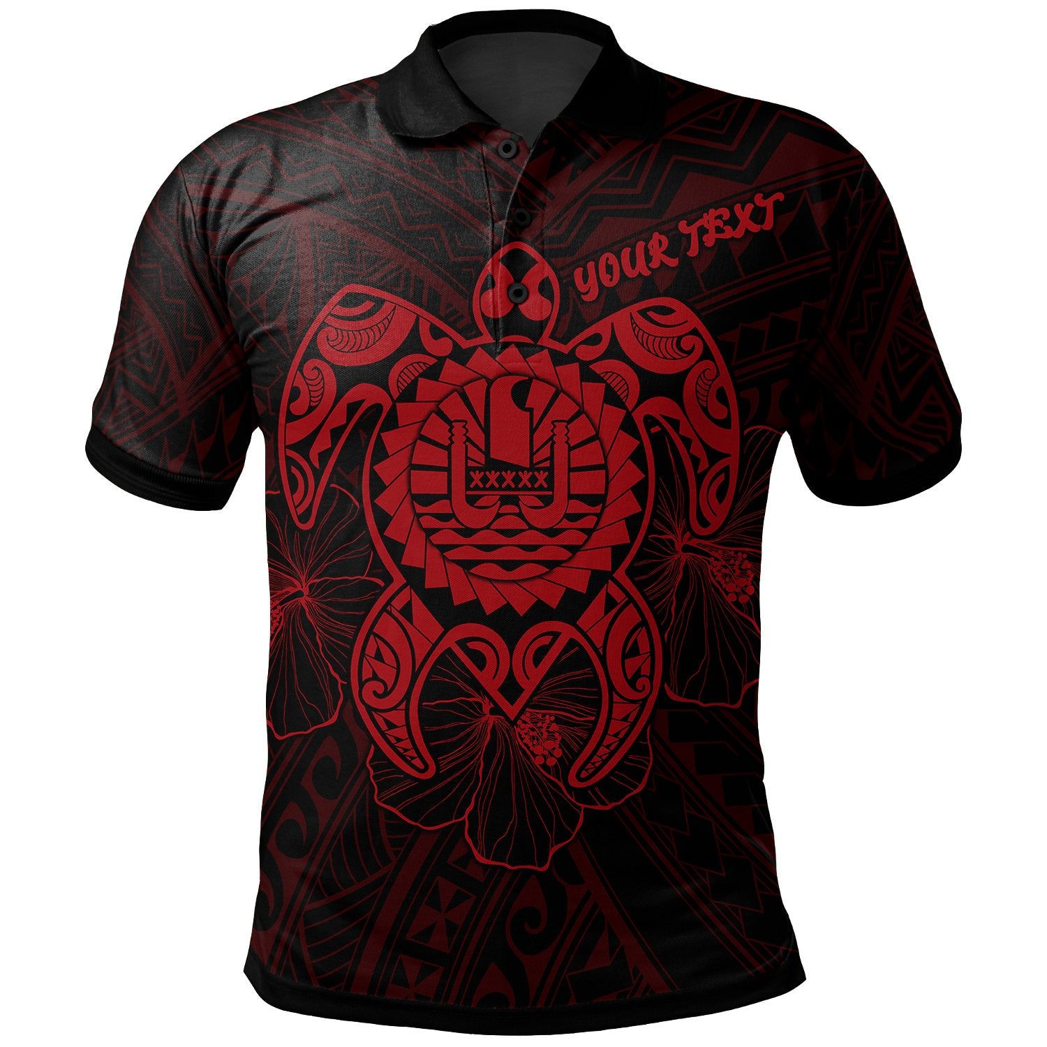 Tahiti Polynesian Custom Polo Shirt Vintage Polynesian Turtle (Red) Unisex Red - Polynesian Pride