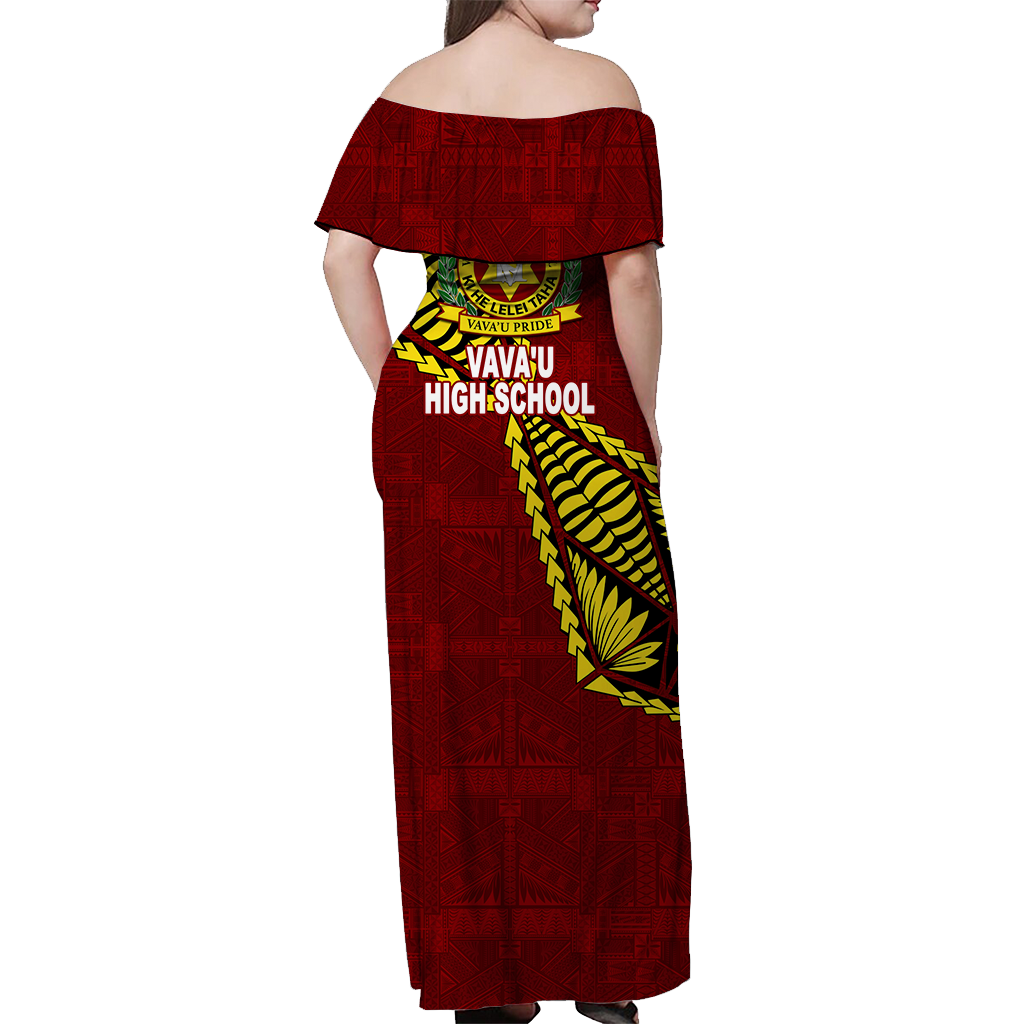 Tonga Vava'u High School Tongan Patterns Off Shoulder Long Dress - LT12 - Polynesian Pride