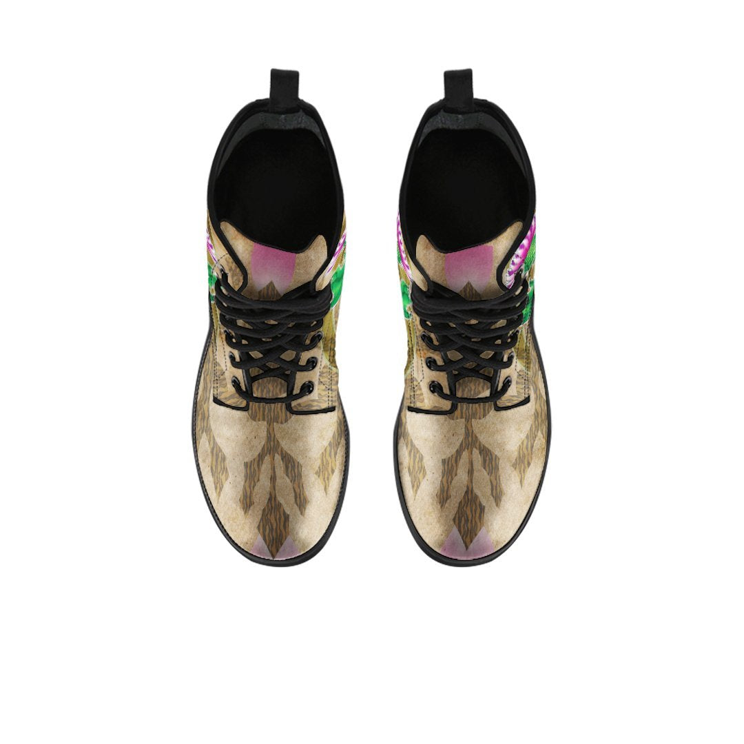 Scottish Leather Boots - Thistle Flowers Celtic Knot Vintage Style - Polynesian Pride