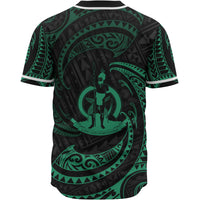 Vanuatu Polynesian Custom Personalised Baseball Shirt - Green Tribal Wave - Polynesian Pride