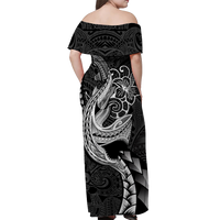 (Custom Personalised) Polynesian Shark Tattoo Hawaii Tribal Off Shoulder Long Dress - LT12 - Polynesian Pride