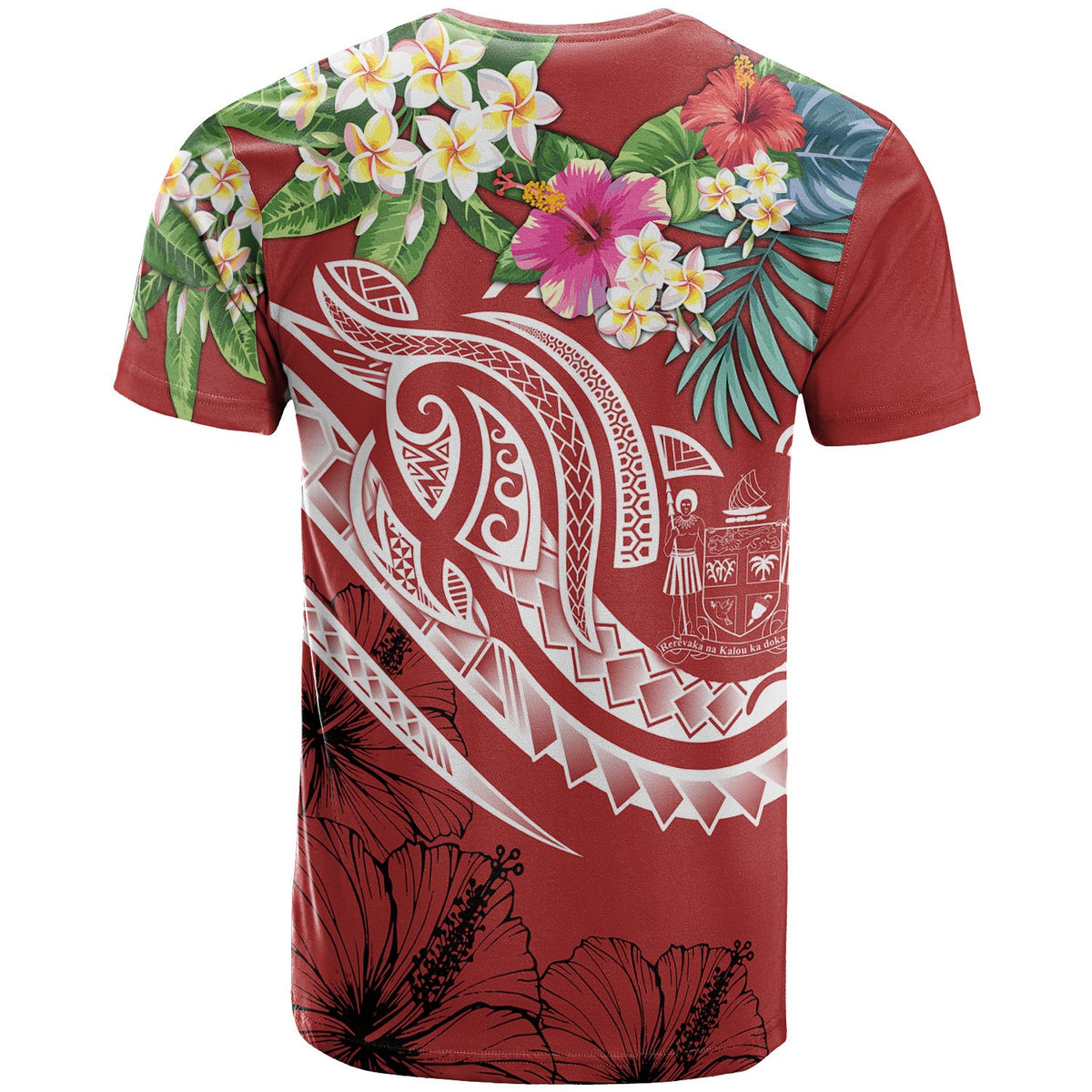 Fiji Polynesian T Shirt Summer Plumeria (Red) - Polynesian Pride