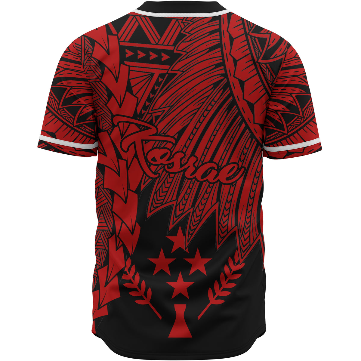 Kosrae Polynesian Baseball Shirt - Tribal Wave Tattoo Red - Polynesian Pride