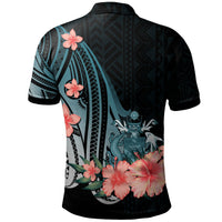 Solomon Islands Custom Polo Shirt Turquoise Polynesian Hibiscus Pattern Style - Polynesian Pride