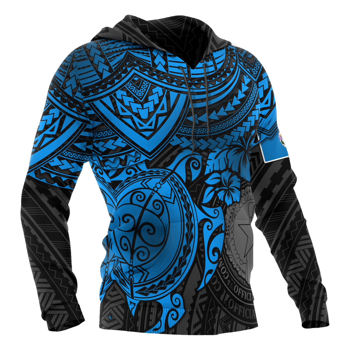 Northern Mariana Islands Polynesian Hoodie Blue Turtle - Polynesian Pride