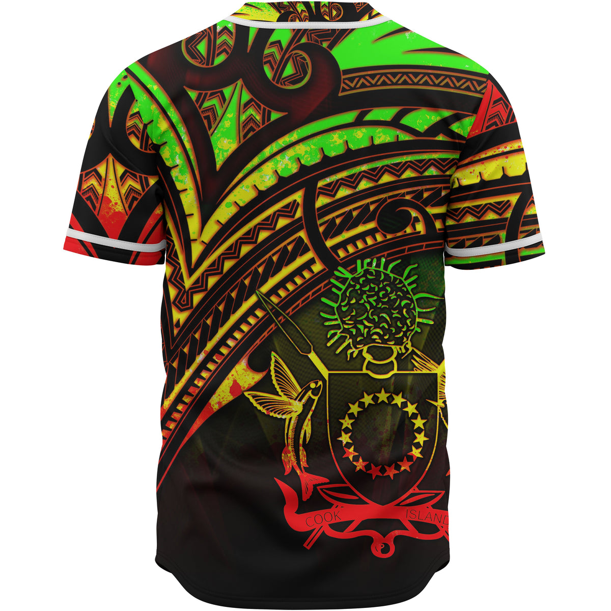 Cook Islands Baseball Shirt - Reggae Color Cross Style - Polynesian Pride