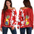 (Custom Personalised) Tonga Unique Off Shoulder Sweater Camouflage with Tongan Pattern LT13 Red - Polynesian Pride