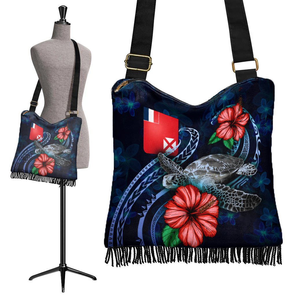 Wallis and Futuna Polynesian Boho Handbag - Blue Turtle Hibiscus - Polynesian Pride
