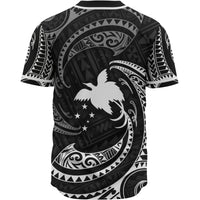 Papua New Guinea Polynesian Baseball Shirt - White Tribal Wave - Polynesian Pride