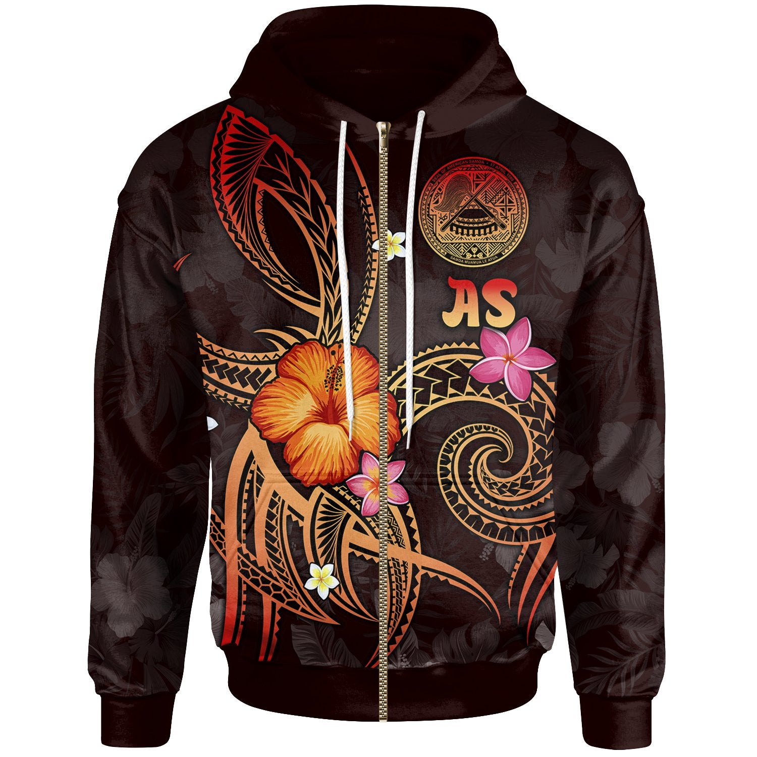 American Samoa Polynesian Zip up Hoodie Legend of American Samoa (Red) Unisex Red - Polynesian Pride