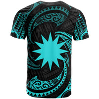 Nauru Polynesian Custom T Shirt Neon Blue Tribal Wave - Polynesian Pride
