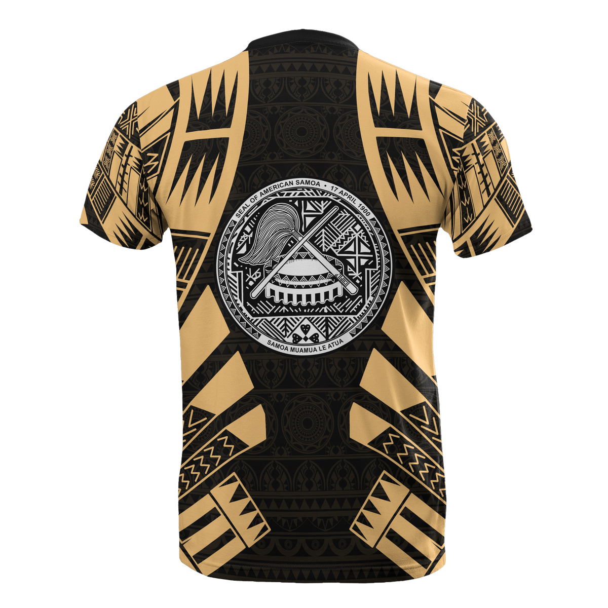 American Samoa T Shirt American Samoan Seal Polynesian Tattoo Gold Style - Polynesian Pride