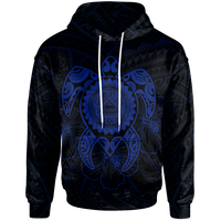 American Samoa Polynesian Hoodie Vintage Polynesian Turtle (Blue) Unisex Blue - Polynesian Pride
