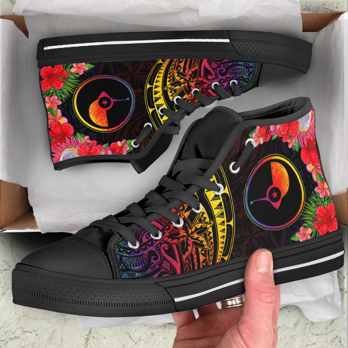 Yap State High Top Shoes - Tropical Hippie Style - Polynesian Pride