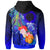 CNMI Custom Zip up Hoodie Humpback Whale with Tropical Flowers (Blue) - Polynesian Pride