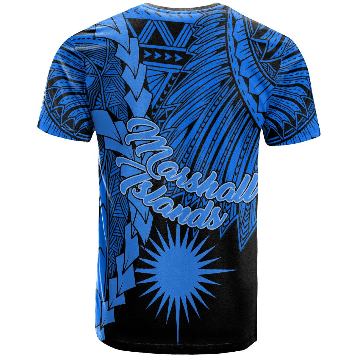 Marshall Islands Polynesian Custom T Shirt Tribal Wave Tattoo Blue - Polynesian Pride