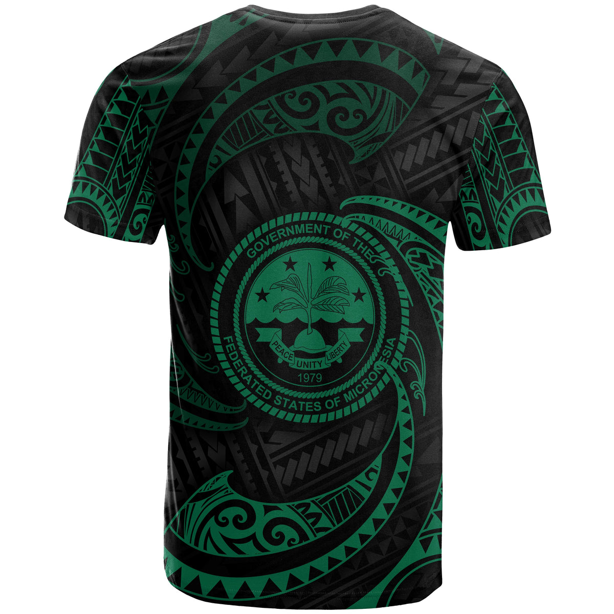 Federated States of Micronesia Custom T Shirt Green Tribal Wave - Polynesian Pride