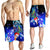 Kosrae Men's Shorts - Humpback Whale with Tropical Flowers (Blue) - Polynesian Pride