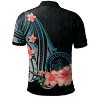 Palau Polo Shirt Turquoise Polynesian Hibiscus Pattern Style - Polynesian Pride