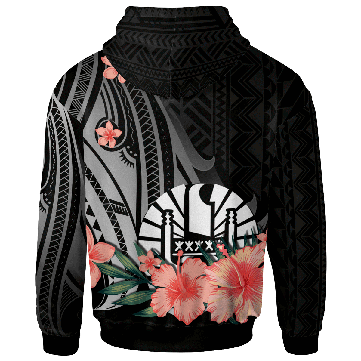 Tahiti Custom Zip Hoodie Polynesian Hibiscus Pattern Style - Polynesian Pride