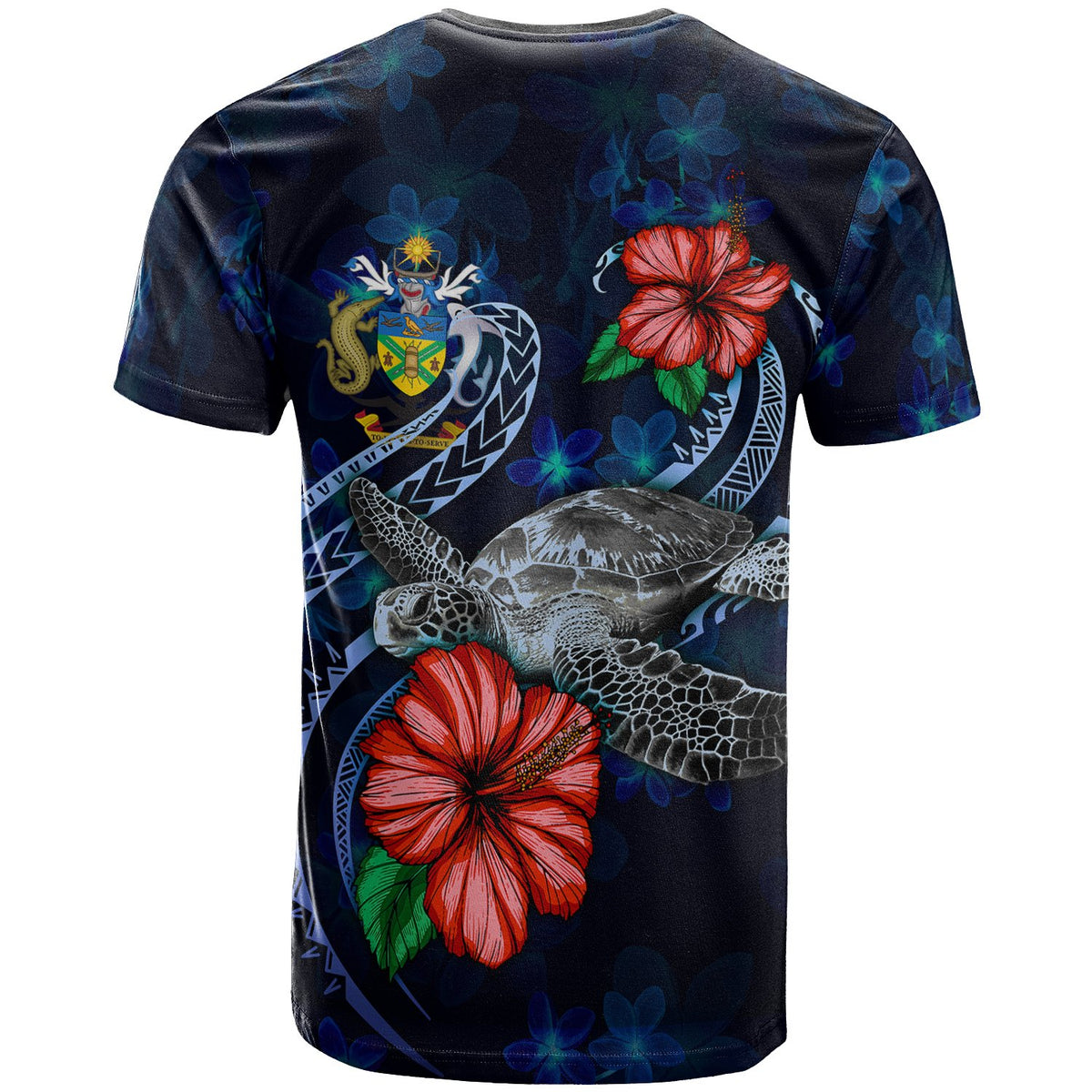 Solomon Islands Polynesian T Shirt Blue Turtle Hibiscus - Polynesian Pride