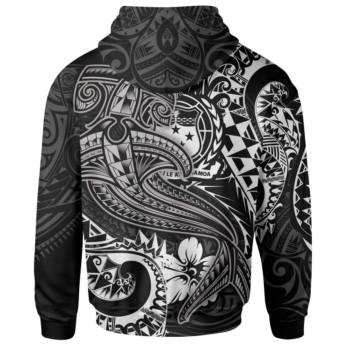 Samoa Hoodie White Shark Polynesian Tattoo - Polynesian Pride