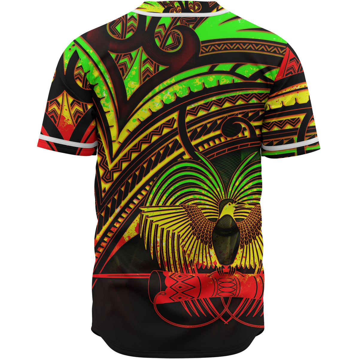 Papua New Guinea Baseball Shirt - Reggae Color Cross Style - Polynesian Pride