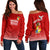 (Custom Personalised) Tonga Haapai Women Off Shoulder Sweater - Tongan Pattern - LT12 Red - Polynesian Pride