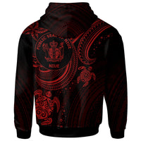 Niue Custom Hoodie Red Turtle - Polynesian Pride