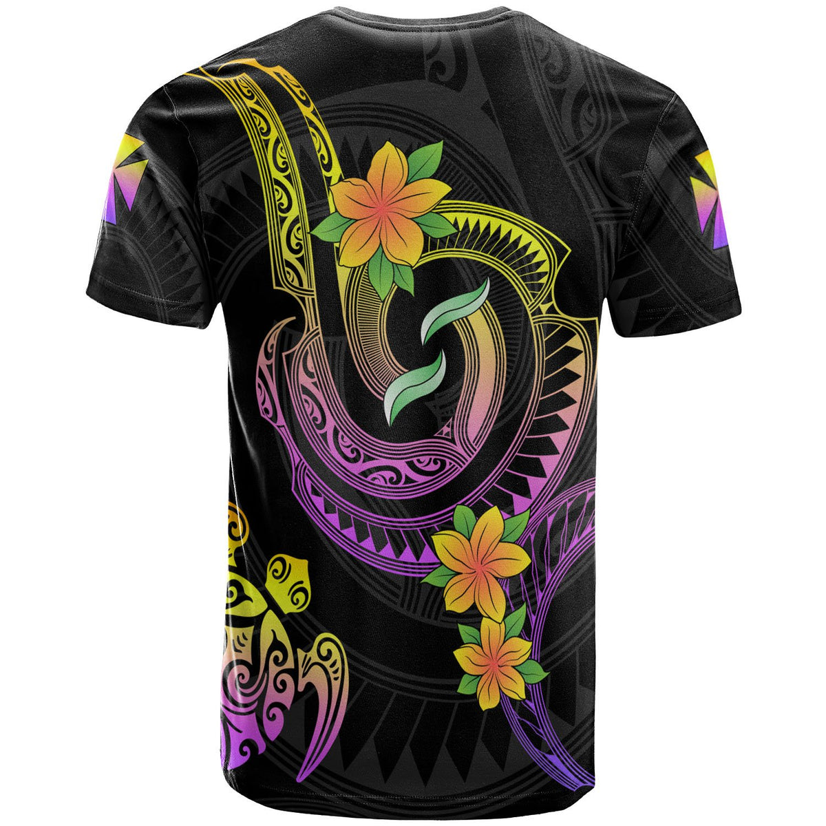 Wallis and Futuna Custom T Shirt Plumeria Flowers with Spiral Patterns - Polynesian Pride