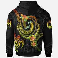 Tonga Custom Hoodie Reggae Plumeria Flowers with Spiral Patterns - Polynesian Pride