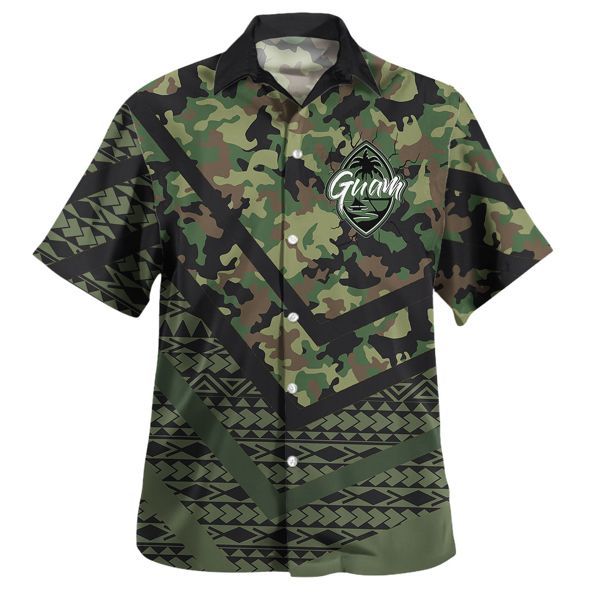 Guam Short Sleeve Shirt - Custom Guam Camo Deluxe Polynesian Tattoo - Polynesian Pride