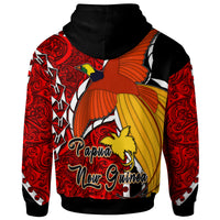 Papua New Guinea Hoodie Custom Paradise Bird of Papua New Guinea with Polynesian Patterns Hoodie - Polynesian Pride