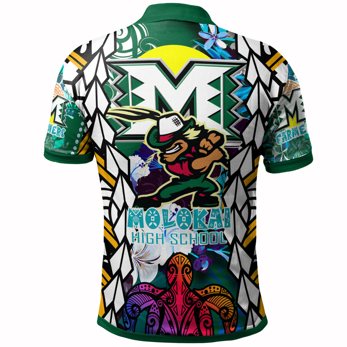 Hawaii Custom Polo Shirt Molokai High School SuPER Farmer With Polynesian Sea Turtle and Hibiscus Tribal Patterns LT10 - Polynesian Pride