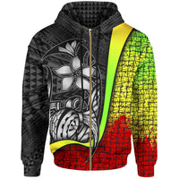 Polynesian Zip up Hoodie Reggae Turtle with Hook Unisex REGGAE - Polynesian Pride