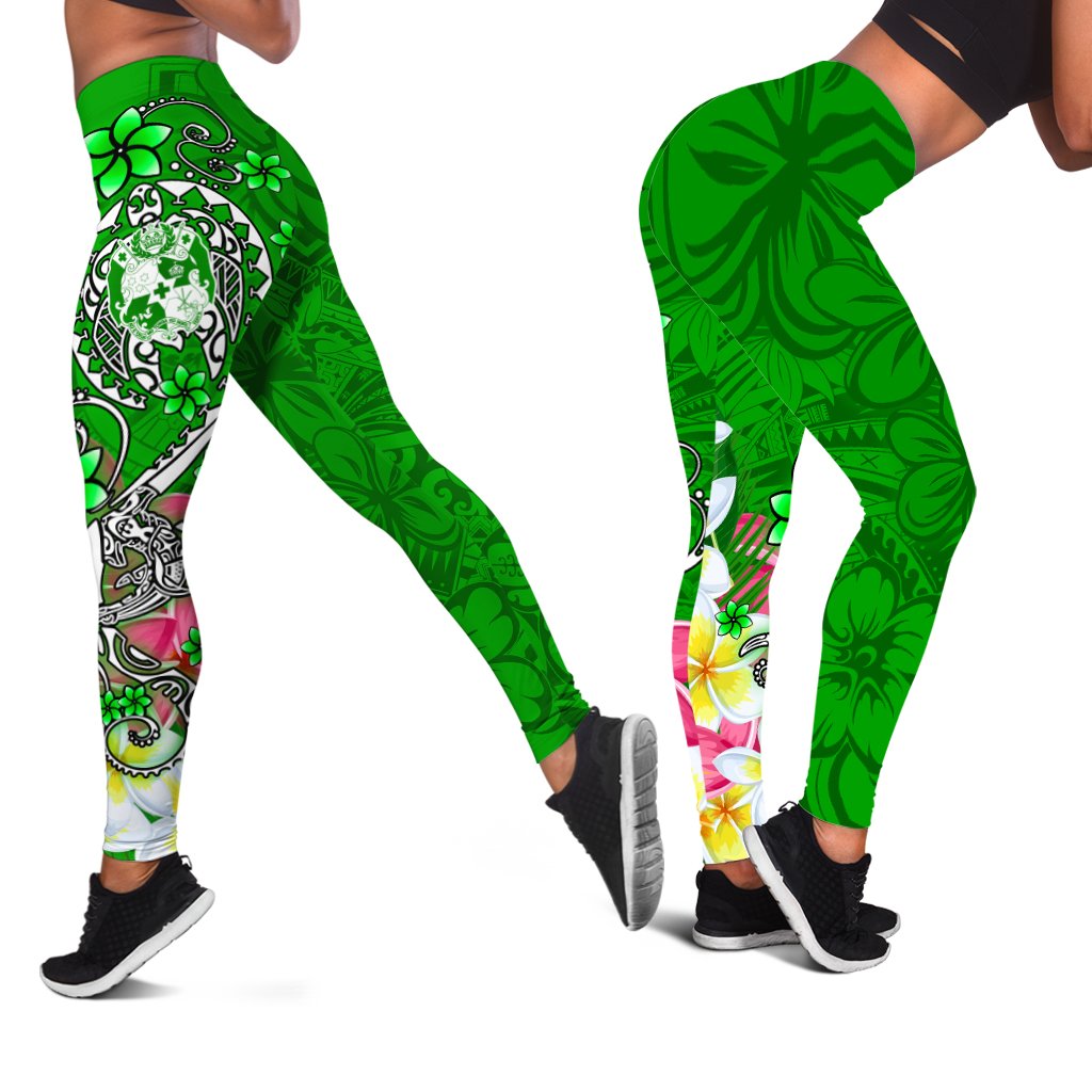 Tonga Legging - Turtle Plumeria (GREEN) Green - Polynesian Pride