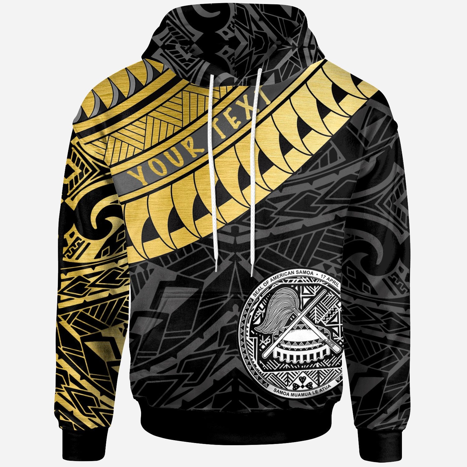 American Samoa Custom Hoodie American Samoa Ginger Lei Pattern Gold Unisex Gold - Polynesian Pride