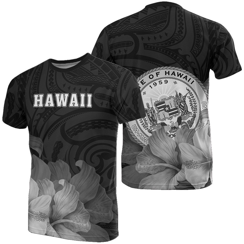 Hawaii State Hibiscus White Polynesian T Shirt Floral Style Unisex White - Polynesian Pride